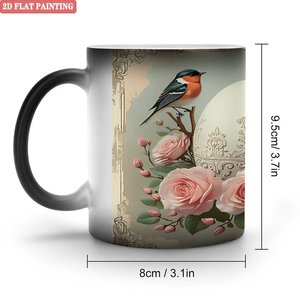 Magic Color Changing Mug 11oz <b>Ceramic</b> Heat Activated Frosted Black Novelty Gift <b>Cup</b> - Product Image 1