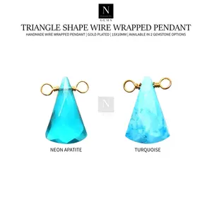 Triangle d'enroulement de fil de pierres précieuses naturelles plaquées or 18 carats 15x10 MM connecteur de breloques à double boucle pour la fabrication de bijoux vente en gros - Product Image 3