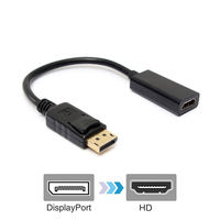 Adaptateur DP vers HDMI 4K 30Hz Mâle-Femelle, Câble PVC Plaqué Or pour Ordinateur Portable, Moniteur HDTV, Projecteur