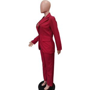 Nuevo Conjunto de Traje para Mujer, Elegante, de Dos Piezas, con Pantalones y Manga Larga, Color Sólido, a la Moda - Product Image 4