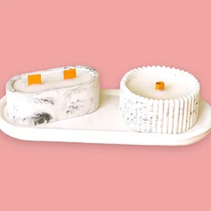 Qoq 3-Piece Marble Patterned <b>Candle</b> <b>Set</b> - Product Image 1
