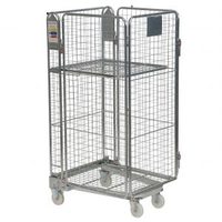Chariot de manutention industriel OEM robuste et personnalisable, pliable, à 4 côtés, emboîtable, en fil métallique, avec revêtement en poudre