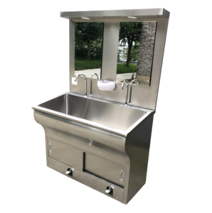Muebles Médicos Ginee, Lavabo Quirúrgico Doble de Acero Inoxidable 304 con Espejo para Clínica - Product Image 4