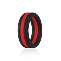 Bague en silicone pour homme 8 mm, design sandwich bicolore noir/bleu/rouge, style européen et américain, pour sports de plein air