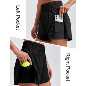 Pantalones Cortos Deportivos 2 en 1 para Mujer FOXA, Cintura Alta con Bolsillos, para Entrenamiento, Gimnasio, Secado Rápido, Transpirables, Spandex, Poliéster - Product Image 4