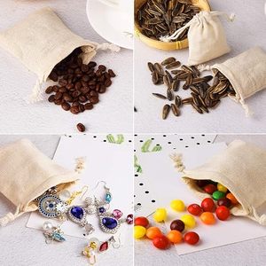 Sacs en coton et lin naturels en gros avec cordon de serrage, petites pochettes à bijoux en toile de jute, emballage cadeau vierge personnalisable avec logo pour faveurs de mariage - Product Image 4