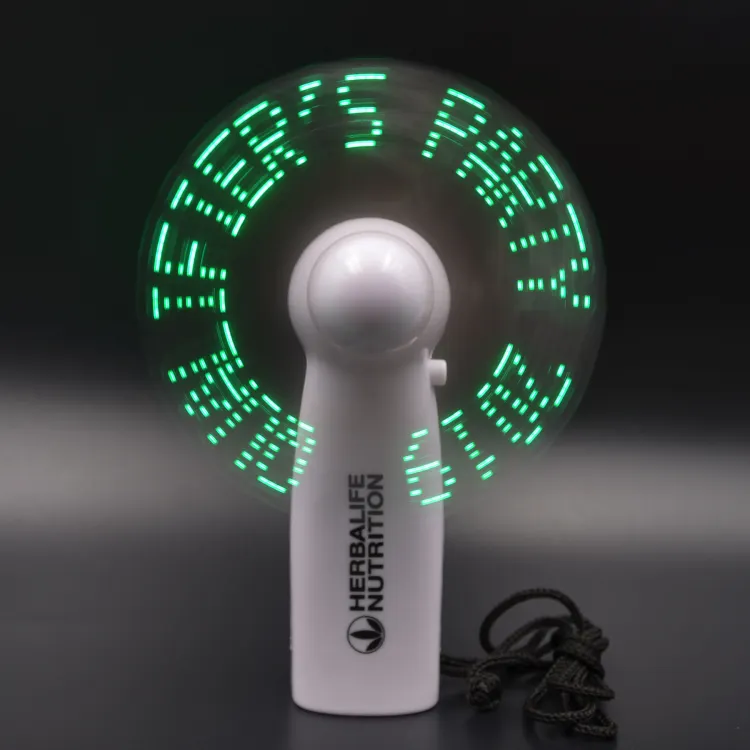 Parti Favor düğün pil değiştirilebilir el LED Fan özelleştirilmiş mesaj ekranı Mini yanıp sönen Fan