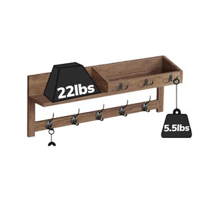 Estante de almacenamiento para entrada montado en la pared, soporte para llaves, perchero multifunción, organizador de madera de estilo nórdico para pasillo y entrada - Product Image 5