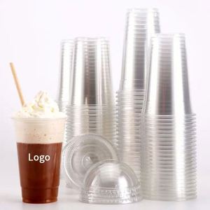 Gobelet en plastique de 32 oz (970 ml) - Diamètre 107 mm - Gobelets jetables personnalisés en PET transparent pour boissons froides avec couvercles - Product Image 1