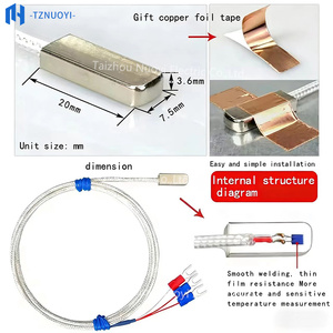 مستشعر حرارة RTD بلاتيني مقاوم للماء <span class=keywords><strong>PT100</strong></span> بـ 2 أو 3 أو 4 أسلاك، مسبار من الفولاذ المقاوم للصدأ ذو سطح لاصق - Product Image 4