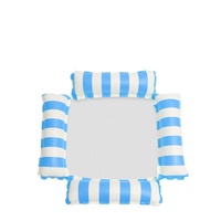 Nouveau transfrontalier Matelas flottant gonflable d'extérieur pliable avec dossier en filet à 4 tubes et rayures droites, chaise longue-lit Vicsound
