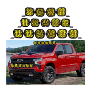 4" Square 48W LED Pod Lights Flood Beam Work Light For Tractor ATV Golf Cart Light (4 Pack