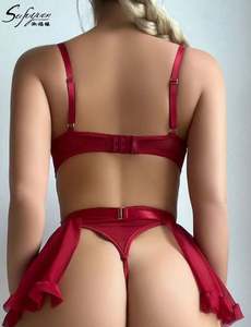 Conjuntos de Lencería Sexy para Mujer B209, 3 Piezas, Encaje Transparente, Malla, Spandex/Poliéster, Camisón, Medias para Club Nocturno, Venta al Por Mayor - Product Image 5