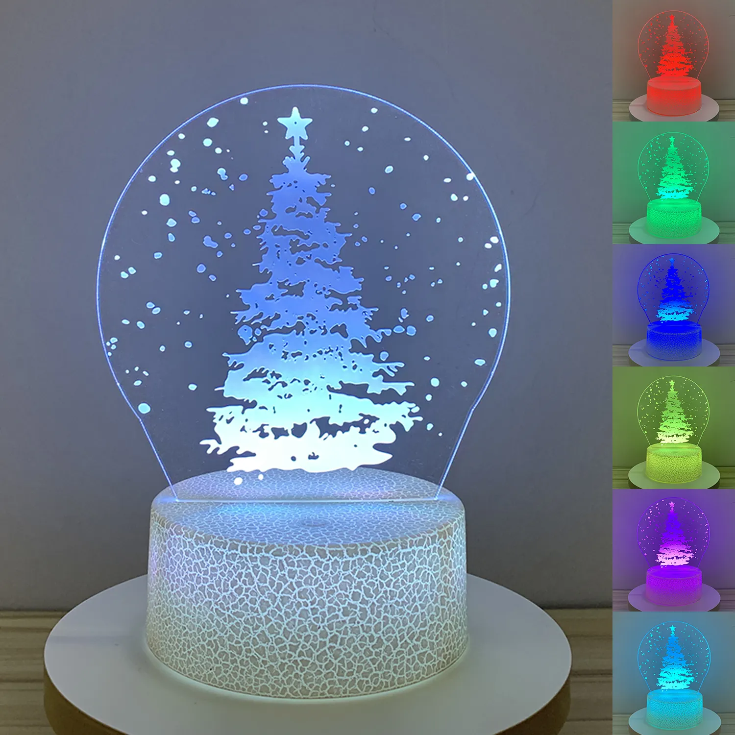 Venda quente Natal Decoração Criativa Acrílico Night Light 3D Lâmpada LED Ilusão