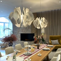 Lustre LED en fer et céramique, design simple américain, style ligne de pêche, modèle pétale, pour salle à manger, salon et chambre