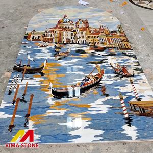 Custom high end di lusso in marmo naturale di pietra a getto d'acqua medaglione venezia intarsio modello di design per parete decorativo sfondo pannello - Product Image 2