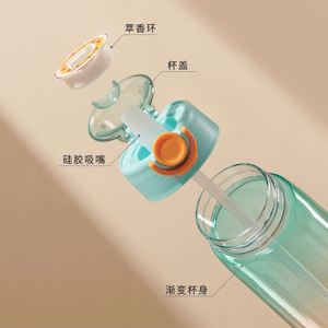 Wholesale Custom Logo 900ml <b>Reusable</b> Eco-Friendly Plastic Gradient Flavor Scent <b>Cup</b> Drink Water Bottles <b>with</b> Straw for Camping - Product Image 4