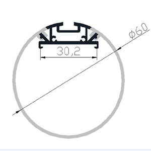 Profilo in Alluminio per Illuminazione LED 60x30.2mm Forma Rotonda Profilo in Alluminio per Striscia LED - Product Image 2