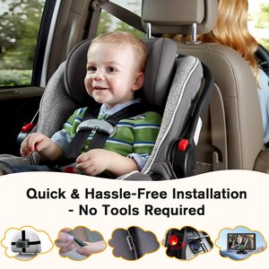 Caméra de voiture pour bébé, moniteur à écran partagé de 7 pouces, double caméra HD 720P, capteur CMOS 0,9 MP, DC 12V, vision nocturne, rotatif à <span class=keywords><strong>360</strong></span>° - Product Image 3