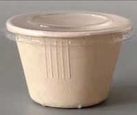 Gobelet à sauce en pulpe de canne à sucre biodégradable avec couvercle à boucle, compostable, pliable, micro-ondable, 4 oz, pour ketchup, sauce piquante, à emporter