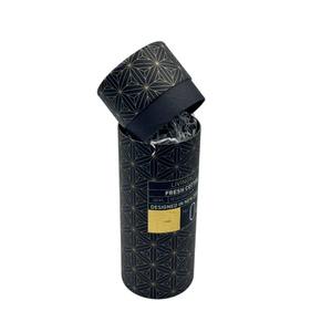 Cylindrical black-textured premium gift paper packaging <b>box</b>, customizable according to your needs - Product Image 1