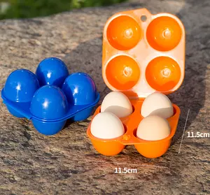 4 Buah Baki Telur Portabel Luar Ruangan Wadah Telur Tahan Guncangan Dalam Ruangan Kotak Telur Portabel