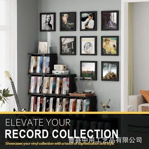 Wooden Wall Mounted Vinyl Record Storage Box Rectangle Solid Color Photo <b>Frame</b> For Records Mail Newspaper Display - Product Image 5