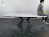 Ensemble de table et chaises de salle à manger en céramique pour la maison moderne, 6 places, en acier inoxydable, marbre, table et chaises de luxe