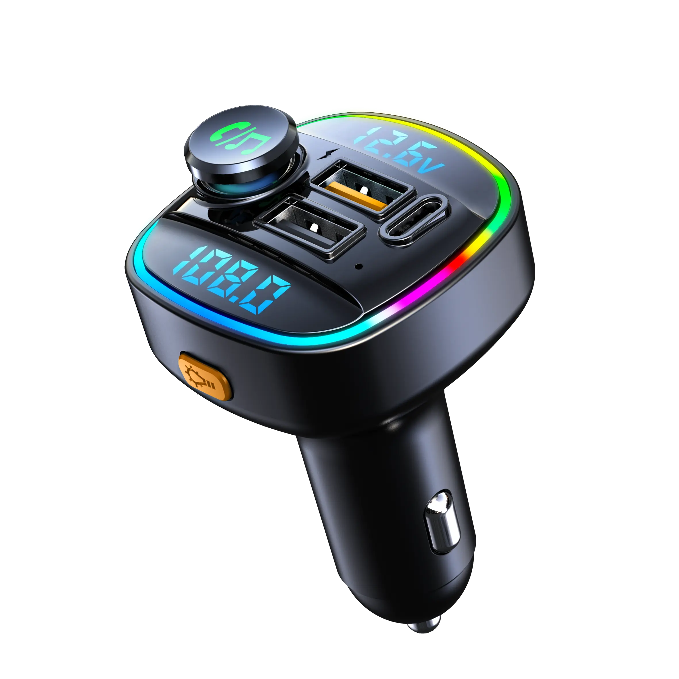 2023 De Nieuwe Auto-Oplader Fm-Zender Bt Adapter Draadloze Stereo Mp3 Speler Kleurrijke Lichten Fm Modulator