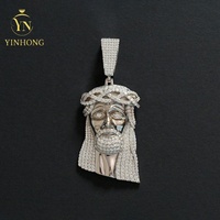 Pendentif Jésus en argent sterling plaqué or 18 carats pour homme, bijoux sertis de diamants, pendentif personnalisé pour rappeur, testeur de diamants