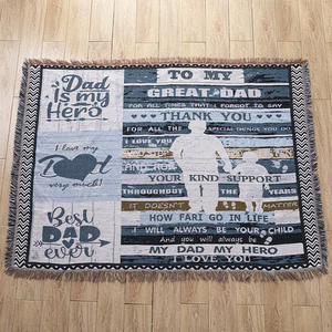 Couverture en coton recyclé, remise à neuf, style tapisserie, douze unités, portrait de dessin animé biologique, jacquard, couverture tissée sur mesure - Product Image 6