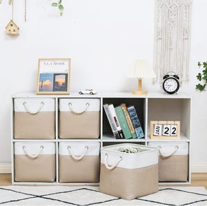 <b>Collapsible</b> Fabric <b>Storage</b> Bin with Ropes Foldable <b>Storage</b> Cubes 11 x 11 Inch Cube <b>Storage</b> Bins for Closet - Product Image 2