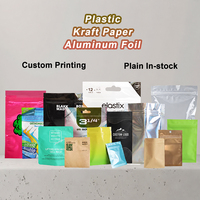 Custom Logo 3 Side Seal Metallized Kraft Paper Foil Lined Zip Lock Seeds Sample Packaging Envelope Packets Flat Pouches Bags