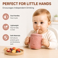 Gobelet d'apprentissage pour bébé en silicone personnalisé, tasse à bec en silicone de qualité alimentaire, tasse à boire pour tout-petit avec poignées, sans BPA, OEM