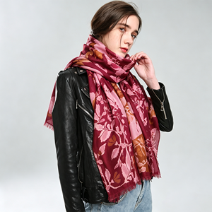 Vintage <b>Large</b> Flower Shawl Women Retro Floral Pattern Shawl Wrap Soft Lightweight Long Printed <b>Scarves</b> with Eyelash Fringe - Product Image 1