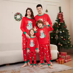 Conjunto de pijamas de Navidad verdes <span class=keywords><strong>y</strong></span> rojos al por mayor para la familia Conjunto de pijama de Navidad para niños de nuevo estilo - Product Image 4