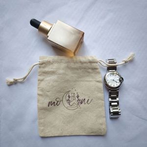 Custom Logo Printed Cotton Linen Cosmetic <b>Drawstring</b> <b>Bag</b> Organic Muslin <b>Makeup</b> Skincare Gift Cotton Pouch Tea/Spice Packaging - Product Image 5