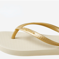 Sandales pliables pour femmes, tongs d'été, sandales de plage, pantoufles dorées, tongs