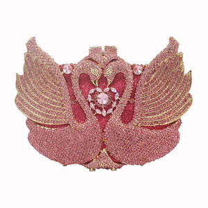 Bolso de Noche Romántico con Cristales de Cisne, Elegante Cartera de Mano con Pedrería para Boda, Bolso Brillante para Citas para Mujer - Product Image 3