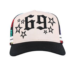 Casquette de camionneur rayée Tcap China avec broderie personnalisée et strass noirs - Product Image 2