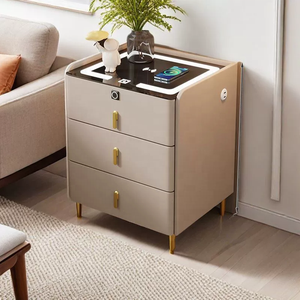Table de <span class=keywords><strong>Chevet</strong></span> Multifonctionnelle de Luxe en Bois Massif au Design Minimaliste Moderne, Meuble de Chambre Intelligent et Tendance - Product Image 5