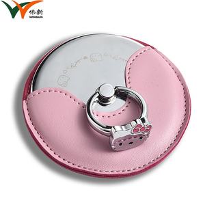 Promotional Ring Holder Cosmetic Make up <b>Mirror</b> With PU Pocket in Customized Shape - Product Image 4