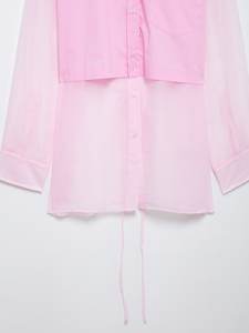 Camisa Oversize de <span class=keywords><strong>Tul</strong></span> <span class=keywords><strong>Transparente</strong></span> con Parches, Estilo Europeo-Americano, Primavera/Verano 2026, con Cinturón, Manga Larga y un Solo Botón para Mujer - Product Image 4