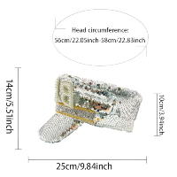 Chapeaux de fête pour festival Burning Man, chapeaux de capitaine reine en sequins argentés et perles, vente en gros, 3 MOQ