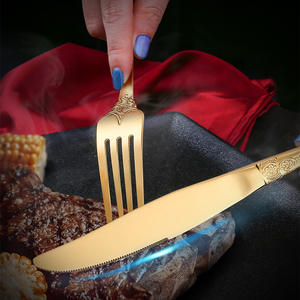 Cubiertos dorados y plateados vintage de lujo de alta calidad, cubiertos dorados reales de acero inoxidable para banquetes - Product Image 6