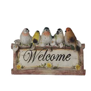 Custom Country Style Resin Five Birds Welcome Animal Sculpture Crafts European Home Decoration Ornaments