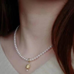 Colgante de Plata S925, Accesorio para DIY con Soporte Vacío, Collar de Campanas de Viento con Cuentas de 6-8mm, Collar de Perlas 30465 - Product Image 3