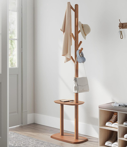 New Freestanding <strong>Heavy</strong> <strong>Duty</strong> Bamboo <strong>Coat</strong> Rack Hall <strong>Coat</strong> Tree with 8 Hooks and Storage Shelf for Entryway Hanger <strong>Stand</strong> - Product Image 4