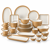 Service de vaisselle en mélamine complet : assiettes, bols, tasses. Service de table en mélamine personnalisé pour les repas en famille.