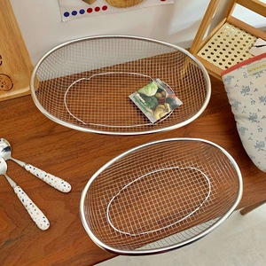 Stainless Steel Rectangle Vegetable Washing Draining Basket Fruit Basket Wire Frame Sieve <b>Kitchen</b> Bathroom Multifunction Durable - Product Image 6